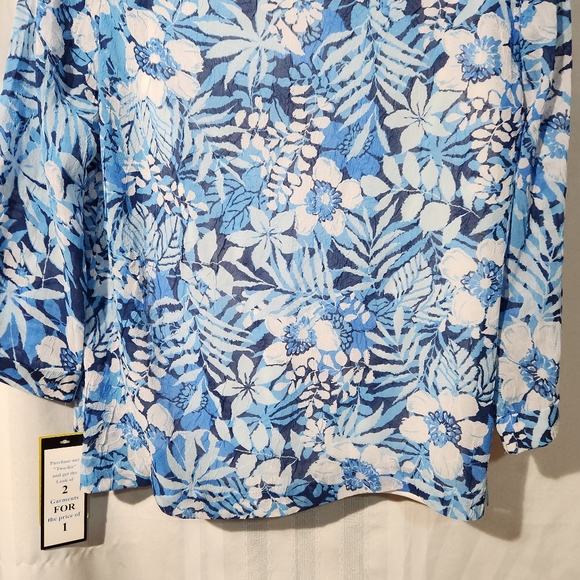 CATHY DANIELS TOP BLUE & WHITE COLLARED TWINSET WITH CAMI SIZE SMALL NWT - Picture 6 of 11